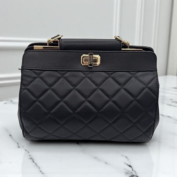 Badgley Mischka Quilted Mini Tote Crossbody Bag Black New With Tags - Picture 1 of 8